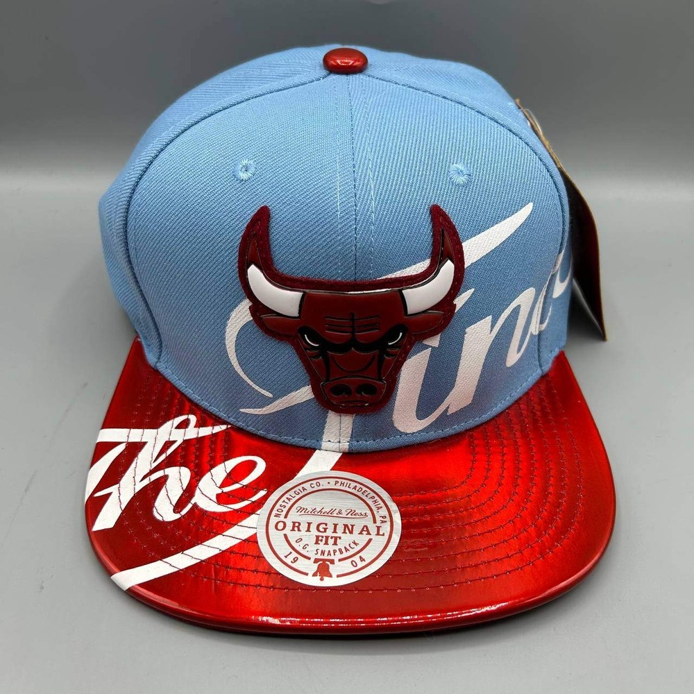 Chicago Bulls NBA Hat Men Blue Red The Finals Mitchell & Ness Snap Back Cap New